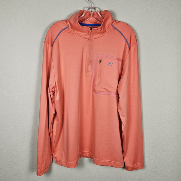 Southern Tide Mens T3 Performance 1/4 Zip Long Sleeve Pullover Sea Coral Size L - Picture 1 of 14